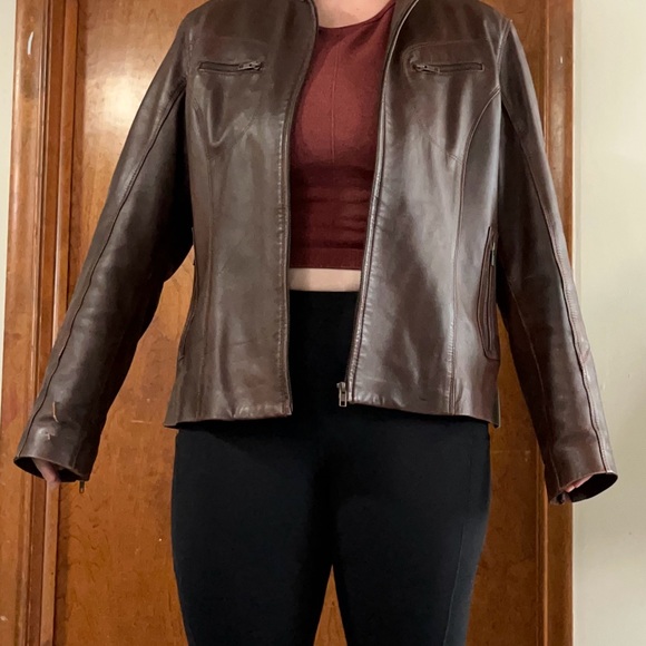 Women’s Handmade Moroccan Brown Leather Jacket - Picture 1 of 10